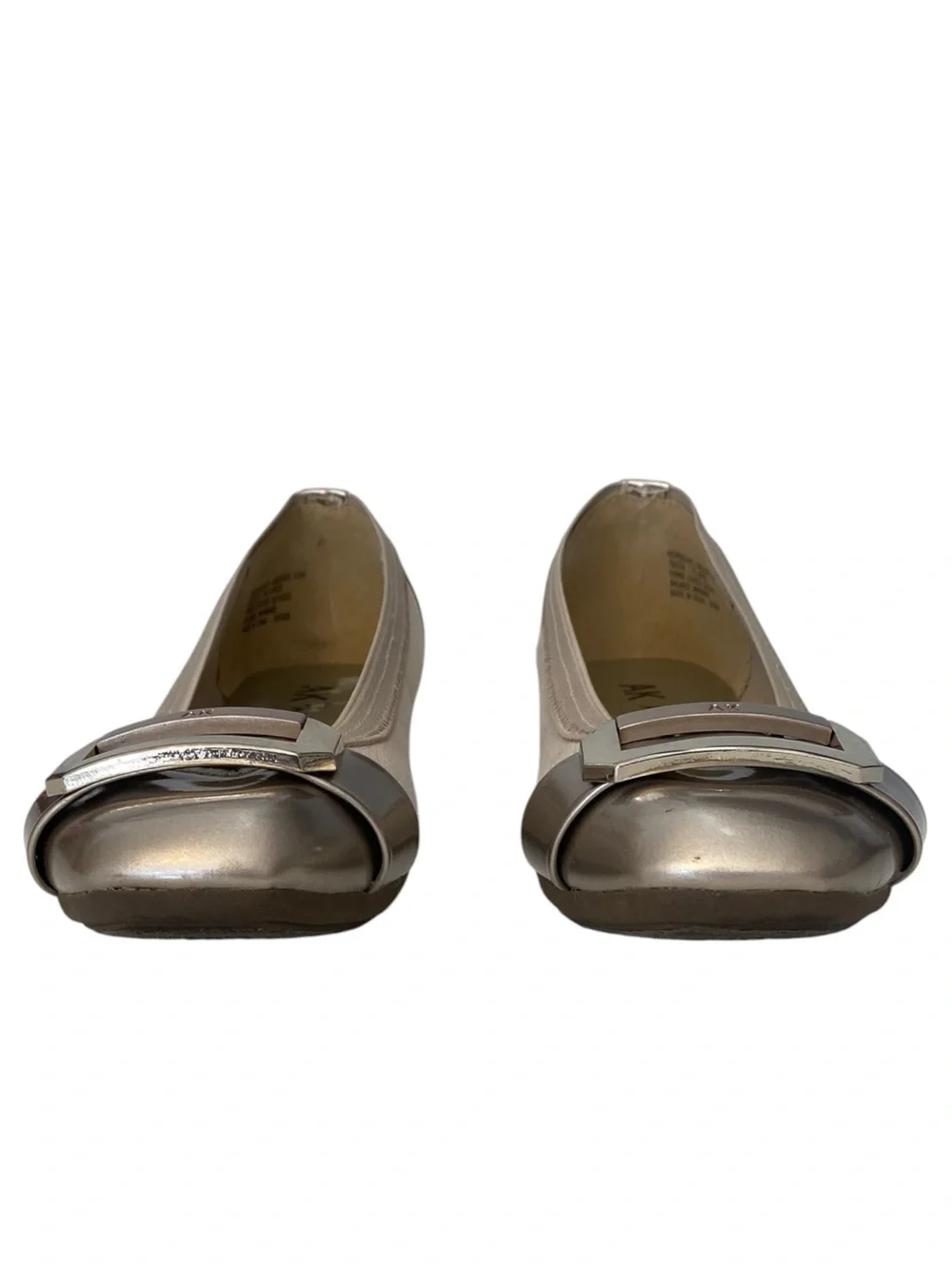 Anne Klein iFlex Uplift Ballet Flats 6.5W Gold Shimmer Cap Toe Comfort